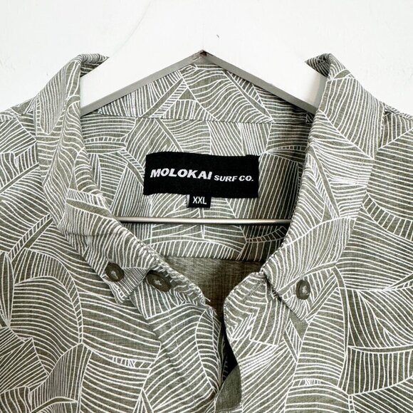 Molokai Surf 100% Cotton Leaves Short Sleeve Collared Button Front Shirt Top XXL - Picture 6 of 7